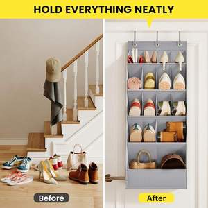 Door Storage Rack Multi-compartment Multi-layer Door-mounted Fabric Storage Bag Door Storage Bag Hanging <b>Hook</b> - Product Image 5