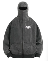 2025 nouveautés sweat à capuche design pour hommes avec fermeture à glissière en métal et cardigan masqué garde tendance sweat à capuche Ninja avec sweat à capuche en détresse