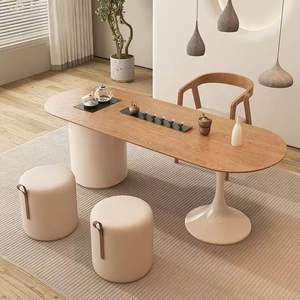 Juego de Mesa y Sillas de Madera Sólida Color Crema, Muebles Minimalistas de Lujo para Sala de Estar, Aptos para Balcón - Product Image 2