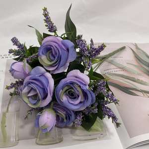 ช่อกุหลาบเทียมทำจากผ้าไหมดอกไม้มัดสำหรับตกแต่งสำนักงานงานแต่งงาน - Product Image 3