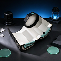 Boîte cadeau octogonale noire, emballage pour caméra vidéo connectée pour animaux de compagnie, impression ronde vert menthe, étui de présentation pliable pour ensemble d'appareils connectés pour animaux de compagnie