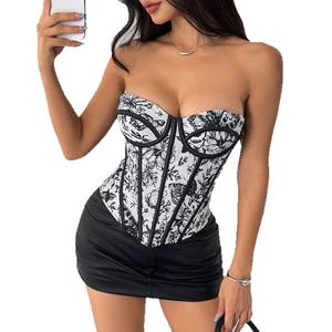 Korsett Weste Damen Kontrast farbe Korsett Off-the-Shoulder Sommer Ärmellose rücken freie Mode Damen Suspender sexy Bustier - Product Image 5