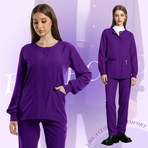 Women's Split Set Uniform Moisture Wicking Long Sleeve <b>Top</b> And Trousers For Caregivers And Postpartum Nannies - Product Image 4