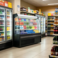 Réfrigérateur vertical compact à grande capacité de stockage, refroidisseur ouvert multi-étagères pour petite épicerie
