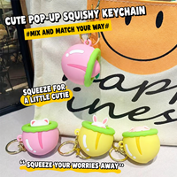 Porte-clés en silicone en forme de souche d'arbre mignon avec animal pop-up, jouet anti-stress souple à presser, breloque de sac pour enfants et adultes