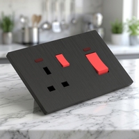 Interrupteur pour chauffe-eau KESHIQI, norme britannique, 45A 250V, durable, panneau PC texturé 3D brossé, prise murale haute puissance pour cuisinière de cuisine