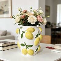 Vase en céramique gaufré 3D fraise-citron MSH Novel pour meuble TV, décoration florale de salon
