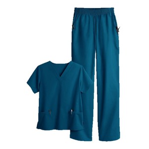 V-Neck Short Sleeve Stretch Scrub Suit Unisex Moisture Wicking Hospital Uniforms Rose Pink Lake Blue Azure Blue Dark Green - Product Image 5