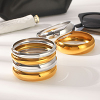 Bracelet jonc lisse poli en acier inoxydable 316L plaqué or PVD 18 carats, étanche, toutes occasions, vente en gros
