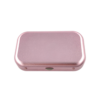 Petite boîte en métal rose doré, logo personnalisé, étui de rangement portable de poche, coins arrondis, porte-tabac