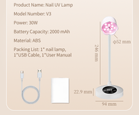 Lampe de bureau LED UV pliable 30W haute puissance 365nm pour ongles, manucure, usage domestique, portable, rechargeable, séchage rapide
