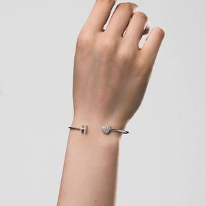 Bracelets Dylam H pour femmes, délicats, en argent S925 plaqué rhodium, bracelet à lettre personnalisé, 26 lettres de l'alphabet, bijoux - Product Image 3