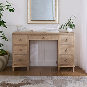 Table de toilette de style moderne personnalisée, bois massif naturel, placage, effet laqué, 7 tiroirs, console large, coiffeuse - Product Image 4