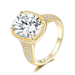 Anillo de Halo de Plata de Ley S925 con Moissanita de Corte Cojín para Mujer, Anillo de Compromiso de Lujo, Regalo Conmemorativo, Anillo de Dedo para Dama - Product Image 1