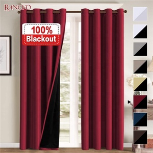 Rideau de fenêtre occultant 100% occultant intégral, <span class=keywords><strong>double</strong></span> couche, noir, pour salon, <span class=keywords><strong>prix</strong></span> d'usine, <span class=keywords><strong>bon</strong></span> marché - Product Image 5