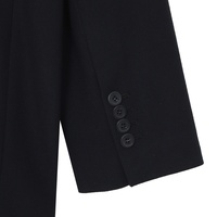 Veste universitaire noire fine et formelle en toile pour hommes, col roulé, respirante, imperméable, doublure en soie, fermeture éclair