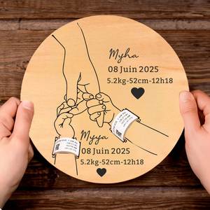 Plaque commémorative en bois personnalisée pour bébé, cadeau d'annonce de naissance, souvenir de naissance, prix usine - Product Image 6