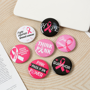 Broche personnalisable en forme de cœur rose avec ruban, pour la sensibilisation à la santé des femmes, à la prévention du VIH, accessoire pour sac à dos, badge promotionnel - Product Image 4
