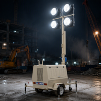 Tour d'éclairage mobile d'urgence extérieure 9M avec moteur diesel IP66, angle de faisceau LED 360° pour la réparation routière