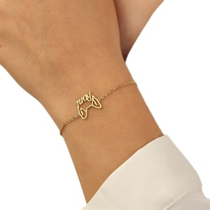 Bracelet personnalisé en acier inoxydable avec contour d'oreille de chien et nom, chaîne délicate dorée pour femme, cadeau bijou pour amoureux - Product Image 5