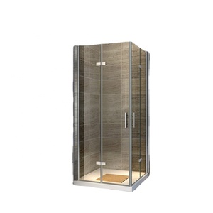 BL-D053 Cabine de <span class=keywords><strong>douche</strong></span> carrée à double porte pliante 6/8 mm, style moderne/traditionnel, sans cadre, en aluminium et ABS, pour salle de bain et hôtel - Product Image 1