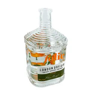 لندن الجافة الجن قسط زجاجات فارغة مصنوعة من الزجاج في الأوراق المالية 750 مللي مع الفلين الغذاء الصف