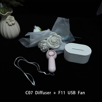 Mini ventilateur coloré et diffuseur, coffret cadeau de luxe bleu premium, ruban décoratif, emballages cadeaux multi-tailles