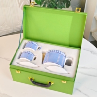 Ensemble Tasse et Soucoupe à Café Expresso Vert en Porcelaine Fine (Bone China) de Luxe, Écologique, Style Européen, Vente en Gros Direct Usine de Céramiques Exquises