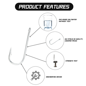 Móc câu cá cường độ cao cán dài, móc câu cá dạng ống rời có lỗ, móc câu cá biển cán dài có ngạnh - Product Image 4