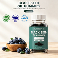 Gummies d'huile de nigelle à marque privée, formule pressée à froid, 60 unités, supplément alimentaire à croquer pour l'apport en nutriments chez l'adulte