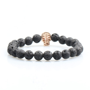 2019 nuevo popular cráneo pulsera de cadena cz pulsera de cráneo 8mm cuentas de lava pulsera para los hombres - Product Image 2
