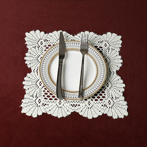 Lace Series Solid Color <b>Table</b> <b>Mat</b> Irregular Shape Handmade Polyester Modern Decorative Tablecloth for Home Use - Product Image 4