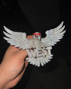 Collier Pendentif Lettre Personnalisée 3D Aigle Plaqué Or Moissanite VVS Iced Out Hip Hop Bijoux - Product Image 1