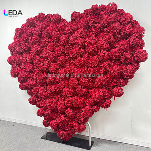 ซุ้มดอกไฮเดรนเยียสีแดงรูปหัวใจทำมือ LEDA ฉากหลังงานแต่งงานกลางแจ้งแบบนุ่มนวลสำหรับขอแต่งงาน วันวาเลนไทน์ ดอกไม้ประดิษฐ์ - Product Image 2