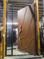 Porte d'entrée de luxe en acier inoxydable, porte de villa moderne, porte de sécurité en alliage d'aluminium, porte d'entrée en métal personnalisée