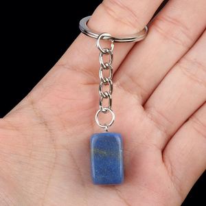 Porte-clés en pierre naturelle de cristal, pendentif en quartz en forme de bloc oblong, cadeau souvenir, vente en gros - Product Image 6