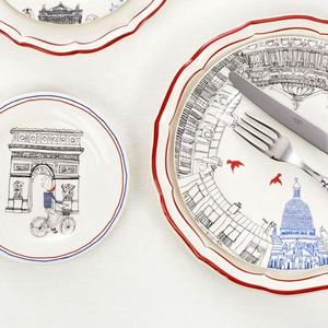 Vaisselle en <span class=keywords><strong>poterie</strong></span> peinte à la main, assiettes à dessert, plat <span class=keywords><strong>tour</strong></span> Eiffel de France avec logo personnalisé 1 pièce - Product Image 5