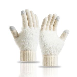 Guantes de Invierno de Punto Afelpado Personalizados de Fábrica con 16 Años de Experiencia, <span class=keywords><strong>para</strong></span> <span class=keywords><strong>Mujer</strong></span>, Rojos y Blancos, Cálidos y Térmicos, <span class=keywords><strong>para</strong></span> Navidad y Uso Diario - Product Image 4