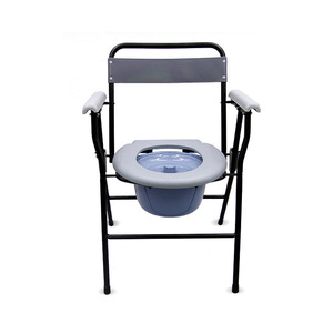Foldable <b>Commode</b> <b>Chair</b> With Round Seat And Lid Portable Toilet For Elderly And Pregnant Women Anti Slip Design - Product Image 3