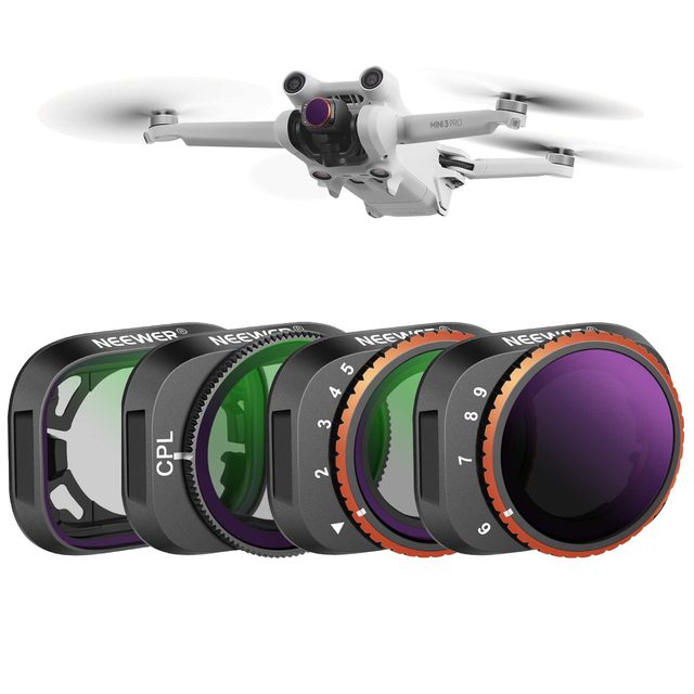Neewer 4 Pack Nd2-nd32 ( Stops)/nd64-nd512 ( Stops)/cpl/uv Drone Lens Filter Kits Neewer Limited Variable Nd Filter Kit