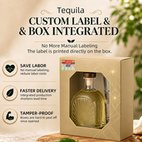 Coffret Cadeau de Luxe pour Whisky avec Boîte en Carton et Étiquette Anti-Contrefaçon, Emballage Personnalisé pour Bouteille Unique de Spiritueux avec Scellé VOID, OEM