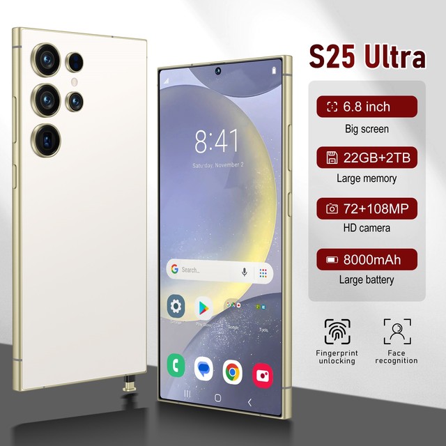 High Configuration 22G+2TB Wholesale S25 Ultra 5G Smartphone Dual-SIM High-configuration System Built-in Pen Full Android 15
