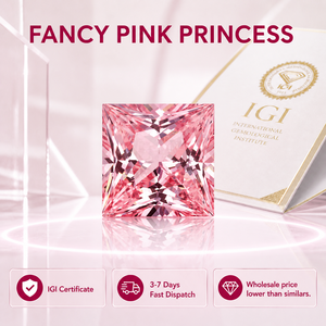 Diamante Rosa Cultivado en Laboratorio, Corte Princesa Cuadrado, 1-5ct, VS1 VS2, Certificado IGI, Color Rosa - Product Image 1