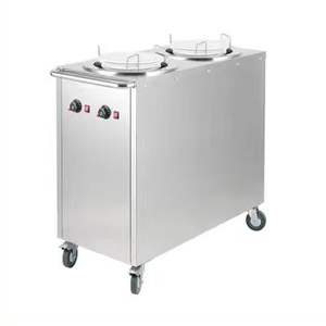 Mesin penghangat elektrik kepala ganda, mesin penghangat piring prasmanan bulat baja tahan karat - Product Image 1