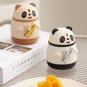 Panda Style Push Button Automatic Toothpick Holder Plastic Durable Household Container Caramel Black - Product Image 2
