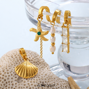 Cierres de Bikini Estilo Costero |   Charm de Acero Inoxidable Chapado en Oro PVD de 18K para Ropa de Playa con Clip |   Resistente al agua, hipoalergénico y sin deslustre - Product Image 5