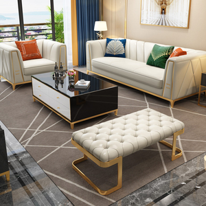 Divano Moderno in Stile Europeo di Lusso Leggero, Personalizzabile nelle Dimensioni, in Tessuto Simil Pelle per <span class=keywords><strong>Soggiorno</strong></span>, <span class=keywords><strong>Arredamento</strong></span> Moderno per Interni - Product Image 4