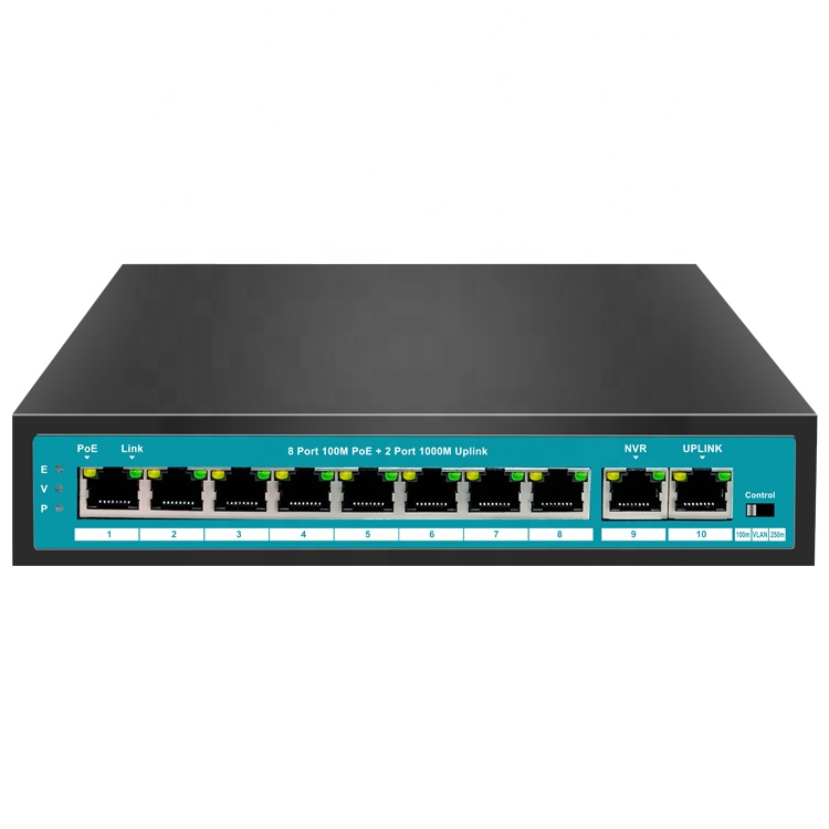 Sailsky 8 Port POE Switch with 2 gigabit RJ45 port uplink poe network switch POE812