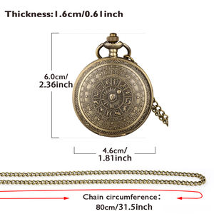 Reloj de Bolsillo de Cuarzo con Cadena para Hombre, Estilo Steampunk, con Constelaciones del Zodiaco Astrológico Griego Antiguo - Product Image 6