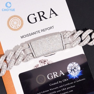 Cadena de eslabones cubanos de moissanita de 20 mm de gran tamaño con engaste alto, chapada en rodio, de plata maciza 925, joyería Hiphop Iced Out - Product Image 6